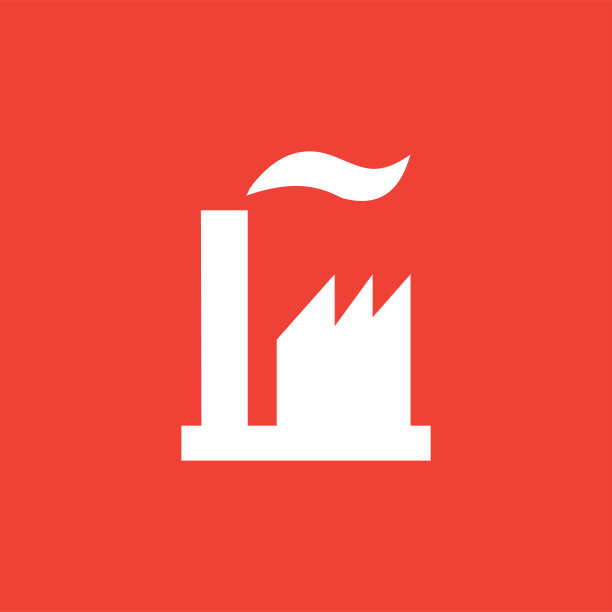 红色背景上的行业图标。红色平坦风格矢量插图图片下载