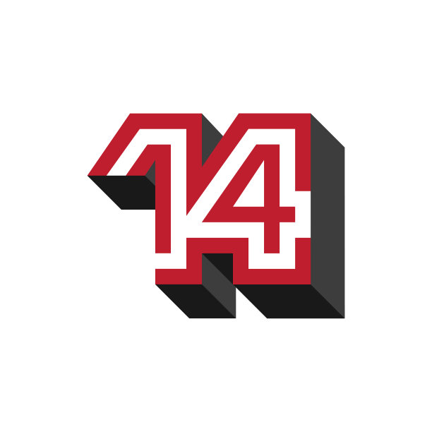 数字14矢量图标设计与3d等距效果图片下载