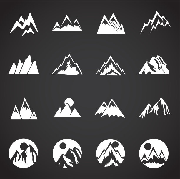 山相关图标设置在图形和网页设计的背景。创意插图概念符号的web或移动应用程序。图片下载