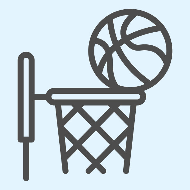 篮球行图标。街球和带球篮筐。运动矢量设计概念，轮廓风格的象形图上的白色背景，用于web和应用程序。Eps 10。图片下载