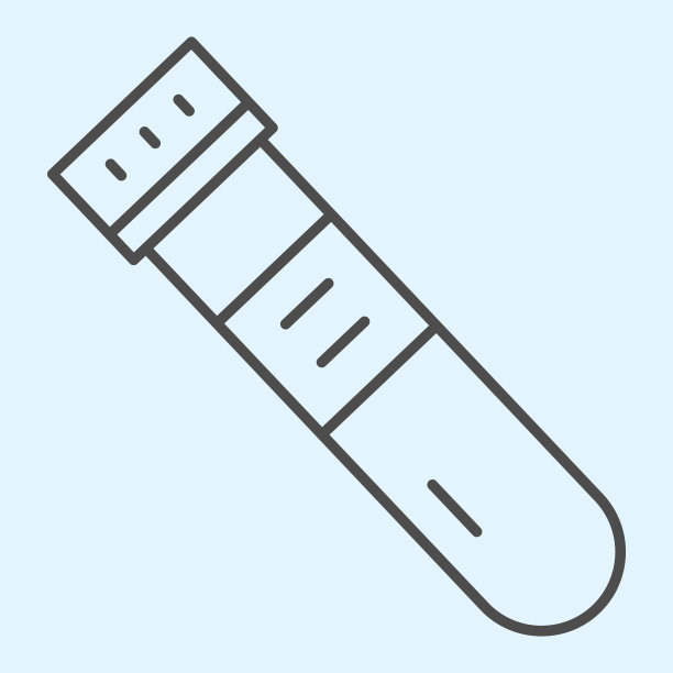 管烧瓶细线图标。验血用的医用实验室玻璃健康保健矢量设计概念，轮廓风格的象形图上的白色背景，用于web和应用程序。Eps 10。图片下载