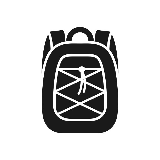 背包简约黑色孤立矢量图标图片下载