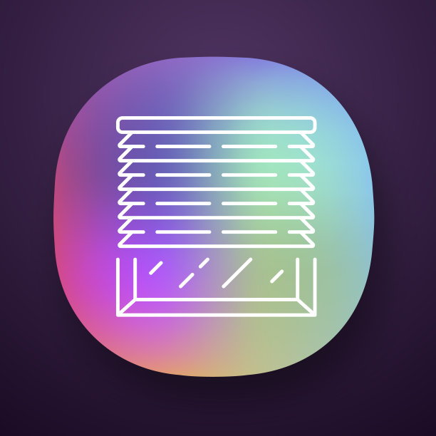 百叶窗应用程序图标。房子和办公室的窗户都是百叶窗。厨房，客厅的百叶窗。变暗窗治疗。UI / UX的用户界面。Web或移动应用程序。向量孤立的插图图片下载