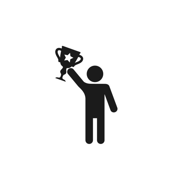 简笔人物捧杯，赢家图标，人物象形。矢量图图片下载