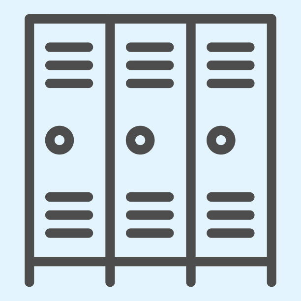 学校安全储物柜线图标。学校壁橱、体育馆、体育馆的储物柜或橱柜。运动矢量设计概念，轮廓风格的象形图上的白色背景，用于web和应用程序。Eps 10。图片下载