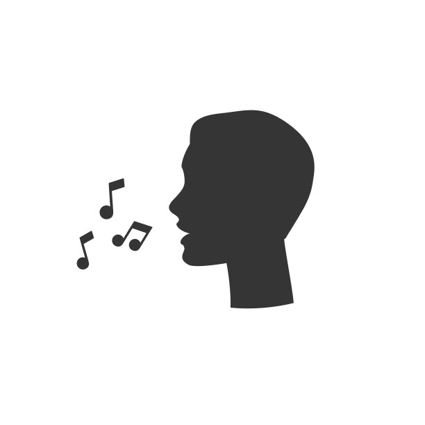 黑色剪影的头领和注意作为歌唱偶像。向量图片下载