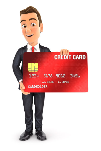 3d商人站在信用卡图片下载