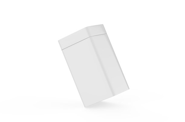 长方形白色有光泽的锡可以仿造模板。容器干燥产品-茶，咖啡，糖，糖果，香料。三维演示图片下载