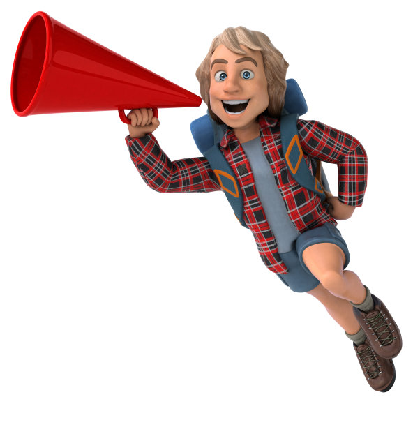 男人独自旅行背包客- 3D插图图片下载