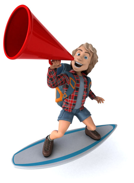 男人独自旅行背包客- 3D插图图片下载