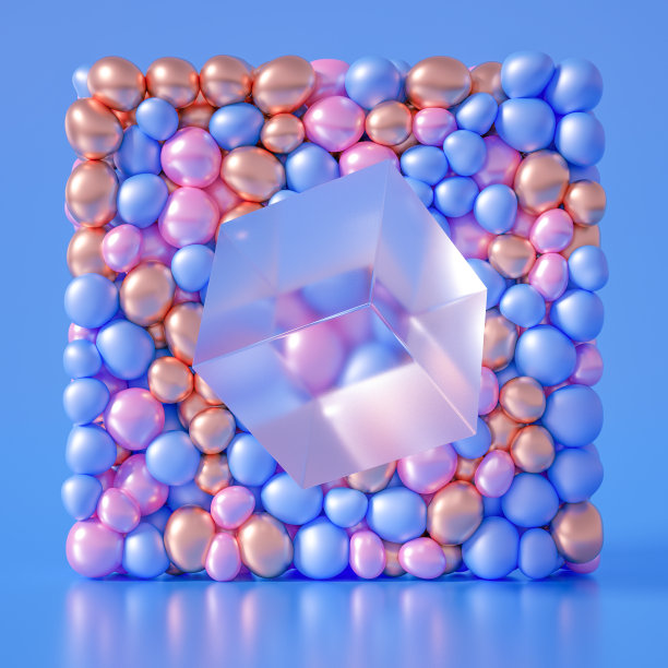 美丽的背景与珠子，粒子和模拟。3d渲染，3d渲染。图片下载