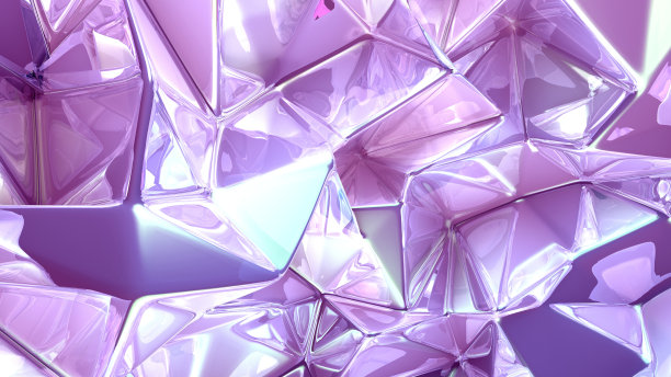 水晶三角背景。3d渲染，3d渲染。图片下载