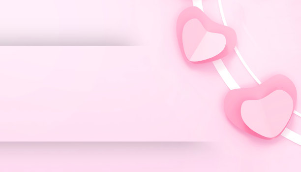 情人节平lay爱为快乐的背景剪纸概念与粉红色的心礼物明信片贺卡在粉红色的背景- 3d渲染图片下载