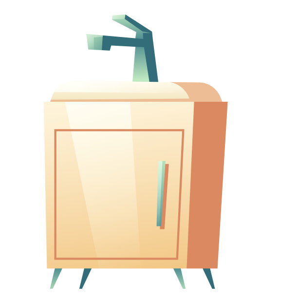 矢量水槽与橱柜和水龙头图片下载