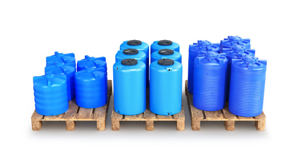 塑料容器站在托盘上- 3D插图图片下载