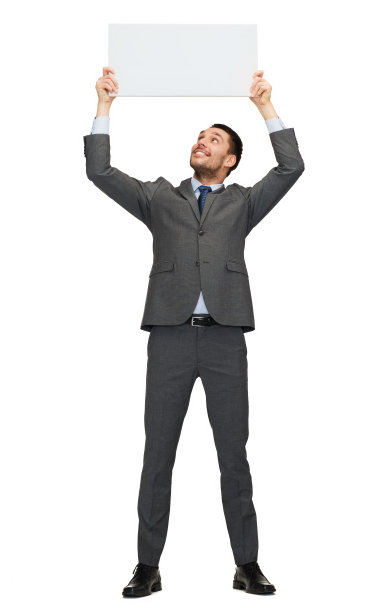 微笑的商人与空白板图片下载