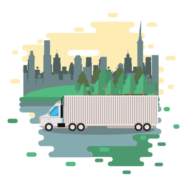 城市现场的卡车配送服务图片下载