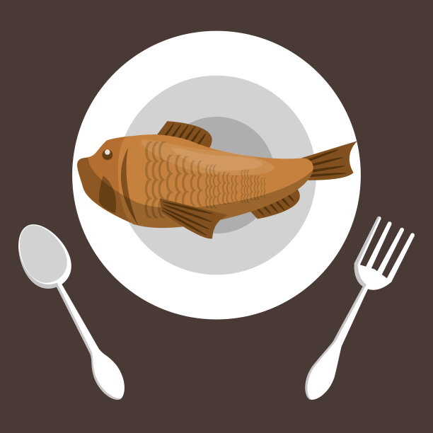 鱼的盘子和餐具图片下载