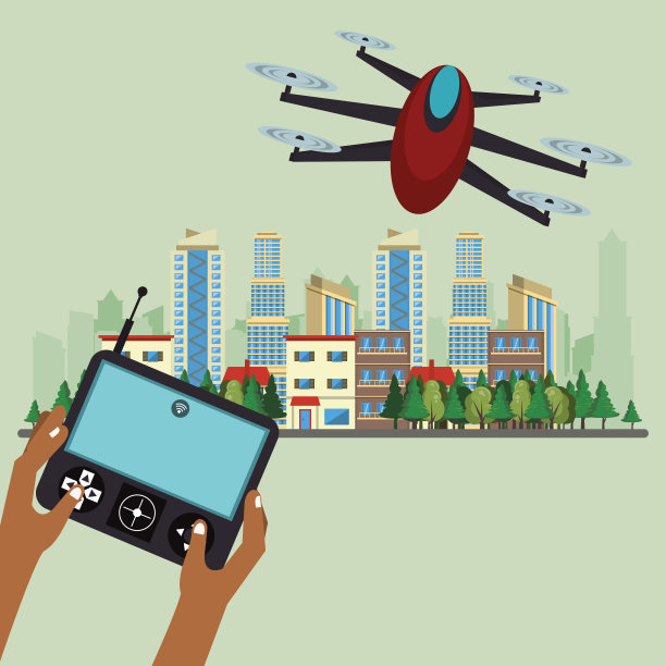 无人机技术在城市中飞行图片下载