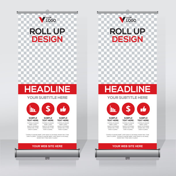 卷起横幅设计模板，抽象背景，拉起设计，x-横幅，矩形大小。图片下载