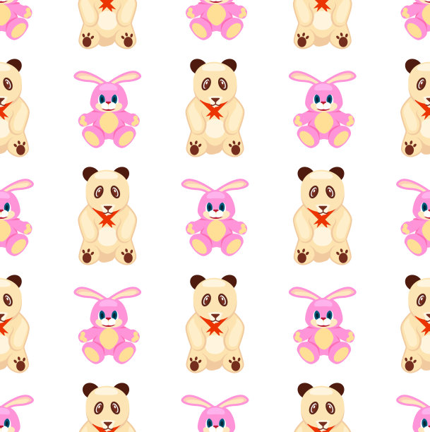 无缝模式与兔子和泰迪熊矢量图片下载