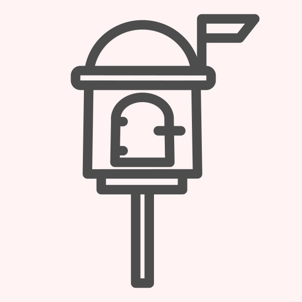 信箱行图标。有把手锁的邮箱站在台上。邮政服务矢量设计概念，轮廓风格的象形图上的白色背景，用于web和应用程序。Eps 10。图片下载