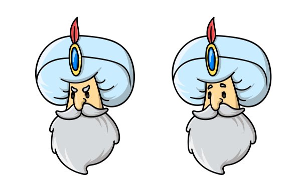 童话里戴着头巾的卡通苏丹首领。平面矢量插图，孤立在白色背景上。图片下载