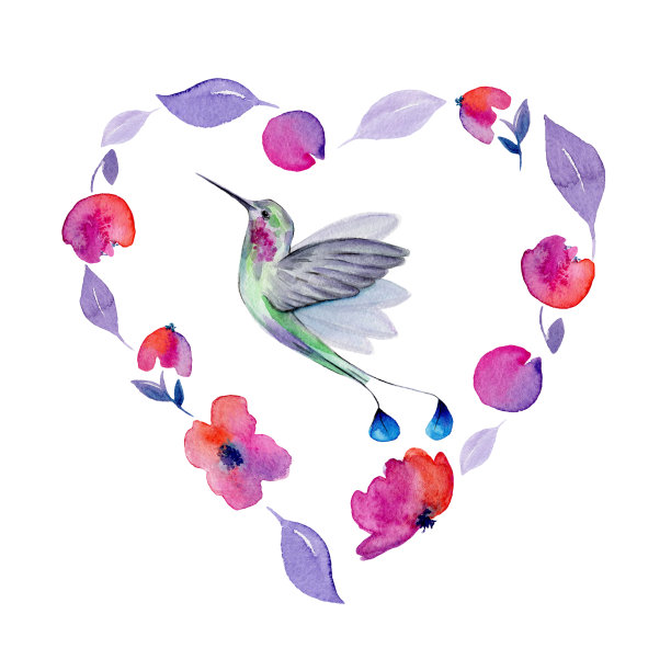 可爱的水彩手绘框架从花孤立在一个白色的背景，情人节贺卡，婚礼卡，浪漫的印刷品和剪贴簿。图片下载