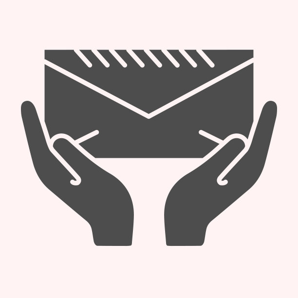 打开一个信封符号图标。信捧在手里，投递。邮政服务矢量设计概念，固体风格的象形图上的白色背景，用于web和应用程序。Eps 10。图片下载