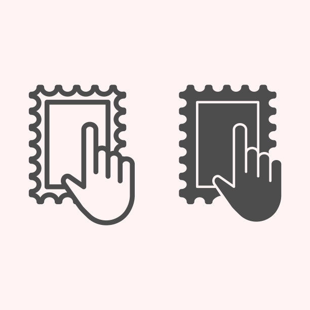 用手线和符号标记。胶贴和指针。邮政服务矢量设计概念，轮廓风格的象形图上的白色背景，用于web和应用程序。Eps 10。图片下载