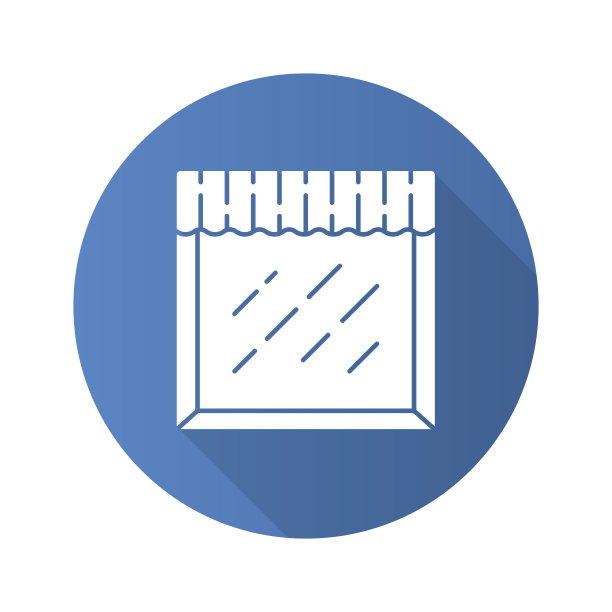 帷幔平面设计长影字形图标。房子和办公室的窗户装饰。厨房窗帘。家庭室内设计。装饰织物布料。窗口顶部的治疗方法。向量轮廓图图片下载