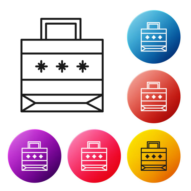 白色背景上的圣诞节纸质购物袋图标。包装符号矢量素材图片下载