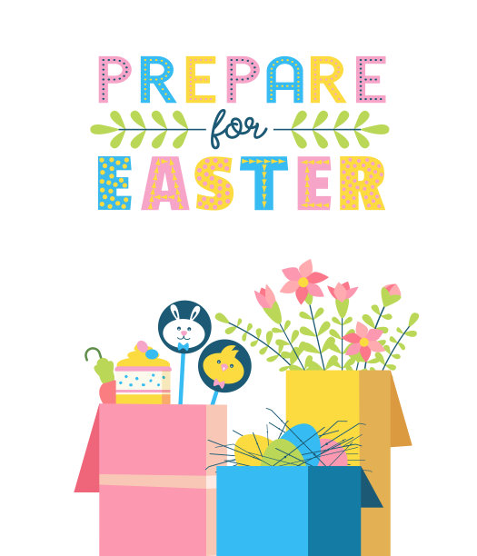 复活节快乐幻想手绘平色矢量图片下载