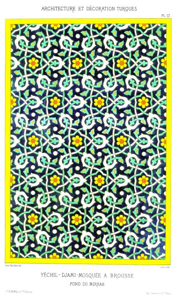 土耳其，布尔萨，绿色清真寺，米赫拉卜的底部，由土耳其装饰1874年图片下载