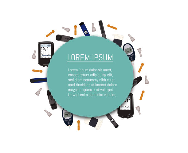 糖尿病设备-隔离矢量框架。图片下载