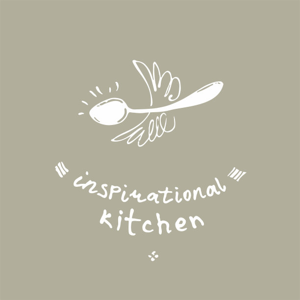 鼓舞人心的厨房。插图作为一个孩子的画一个有趣的有翅膀的勺子。用铅笔画的有趣的图画。图片下载