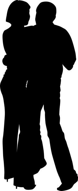 一个跳舞的女人和男人的矢量剪影。跳舞一些插图图片下载