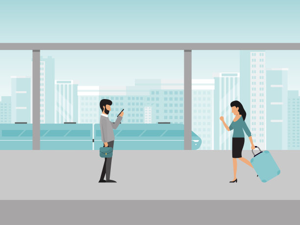 人们在火车站矢量图。乘客、地铁、有轨电车、现代城市公共交通。男男女女在站台上等车图片下载