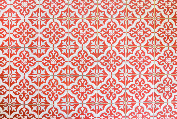 复古风格地砖纹理和背景图案。抽象图案背景超过70年的地板和墙壁瓷砖。素材图片