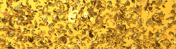 3D渲染网页横幅与多个欧元标志图片下载