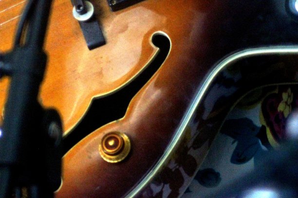 近距离的空心身体半电顶级吉他图片下载