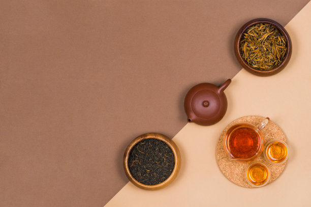 平铺布局-中国茶具。创造性的概念图片下载