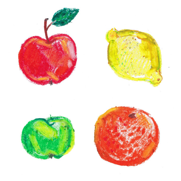 插图用一套水果，苹果，柠檬，橙子图片下载