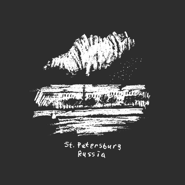 圣彼得堡观光地标，河堤，吻柱，树木，建筑图片下载