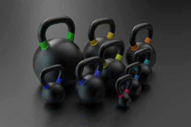 健身器材重量水壶铃声孤立黑色反射背景库存照片图片下载