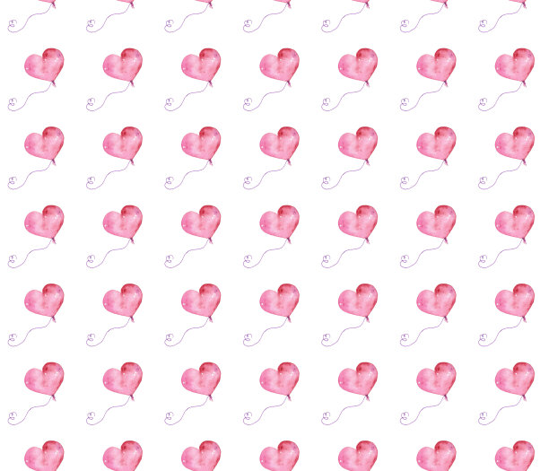无缝模式与插画气球元素水彩设置为情人节。图片下载