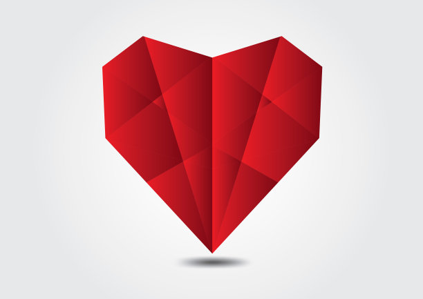 红心多边形矢量插图情人节，婚礼卡。手绘的心。素材图片