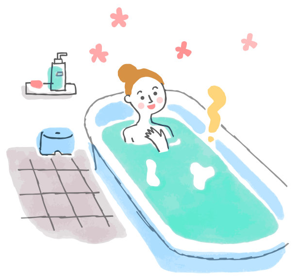 在浴池里洗澡的年轻女子素材图片