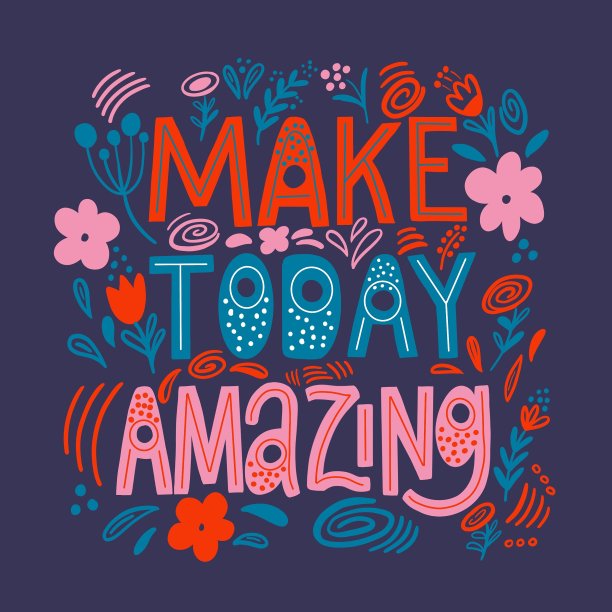 励志标题-让今天变得很棒。字母在黑暗的背景涂鸦风格。设计海报，印在t恤，封面，笔记本图片下载