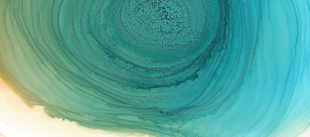 绿色、蓝色和赭色醇墨网墙纸。手绘彩色水彩背景。图片下载